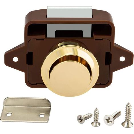 Serrure à bouton pour porte de placard, serrure pour porte de camping-car, poignée dorée (1/5)