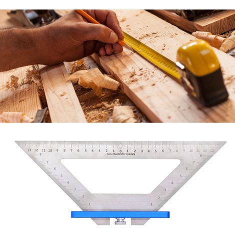 140 mm dreieckiger Markierungslineal aus Edelstahl für die Holzbearbeitung (blau) (1/5)