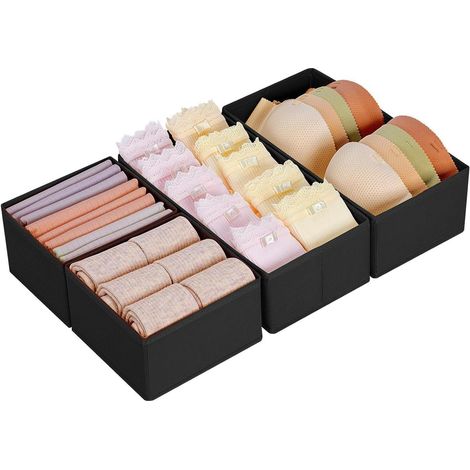 Schubladen Organizer Kleiderschrank Unterwäsche Socken 4 Stück Schwarz (1/5)