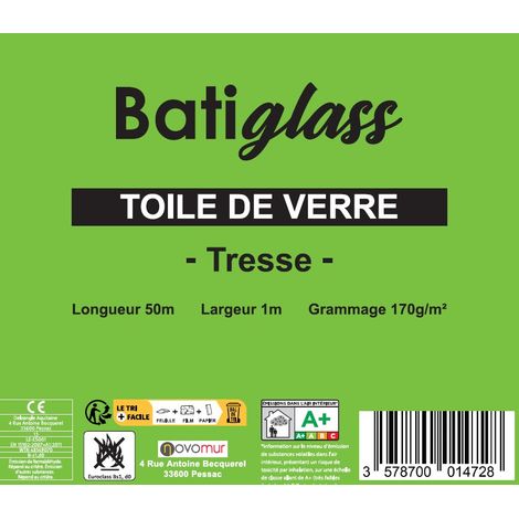 Toile de verre à peindre motif tresse Batiglass 170g/m² - 50Mx1M (1/2)