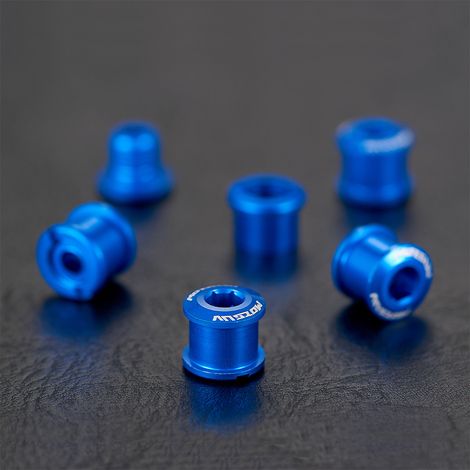 Lot de 5 assiettes doubles bleues Vis de plateau de vélo anodisées colorées 4,9/6,4 mm, vis de plateau simple/double en alliage d'aluminium 7075. (1/5)
