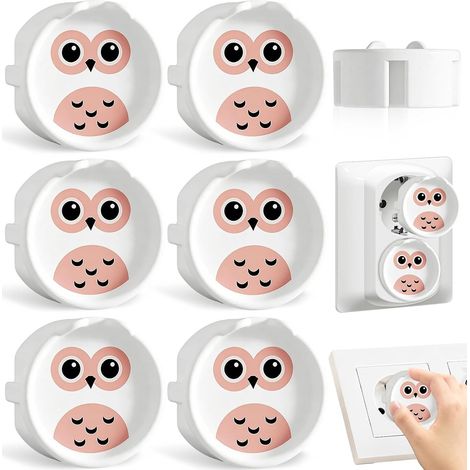6 Pièces Protecteur de prises pour bébés en silicon, Protège-prise Bébé Qui S'adapte Avec, Cache prise boîte en silicone, En silicone, Empêche le contact des enfants, Hiboux cache-poussière (1/5)