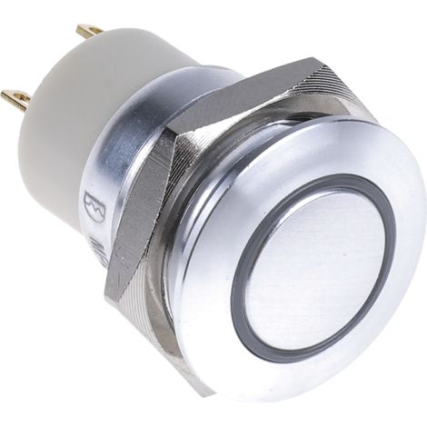 Bouton-poussoir, Verrouillable lumineux, LED Vert, Unipolaire à une direction, 2 A, Montage panneau ( Prix pour 1 )