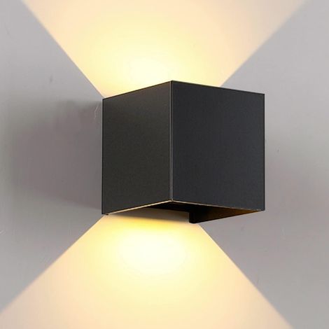 Applique Murale Interieur/Exterieur 7W, Lampes Murales Noires LED Réglable Lampe Lumière orientable haut et bas, Éclairage Mural IP65 Etanche Blanc Chaud 3000K, Murales pour Salon Chambre Couloir