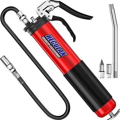 Pistolet à graisse très résistant avec poignée, tuyau flexible de 45,7 cm, rouge (1/5)