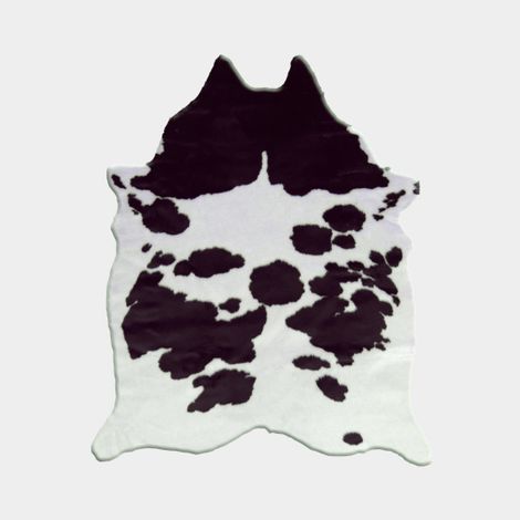 Décoweb – Tapis peau de bête imitation vache Holstein – Noir et blanc – 140 x 170 cm – Hauteur de fibre 10 mm – 100% acrylique – Poids 680 g/m² (1/5)