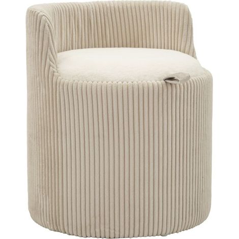 Pouf Coffre en Tissu Côtelé "Dublino" 53cm Blanc (1/5)