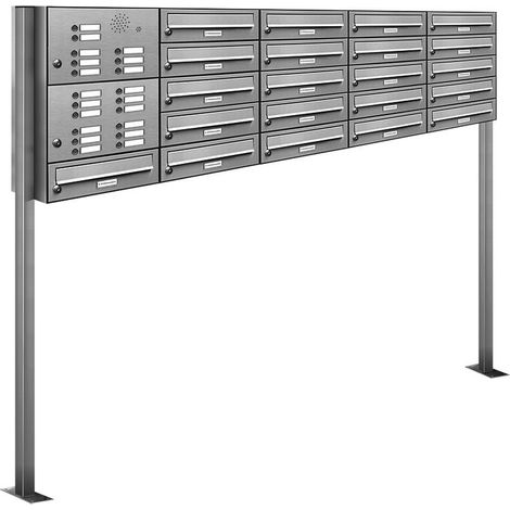 21er V2A Edelstahl Briefkasten Standanlage Freistehend mit Klingel (1/5)