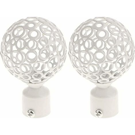 2pcs Embout Tringle à Rideaux 28mm Blanc, Paire Embout De Tringle à Rideau Draperie Rail PôLe TêTe Pour DéCoration Tringle à Rideau (1/5)