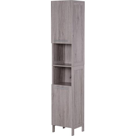 COLONNA BAGNO IN MDF CON 2 ARMADIETTI E 2 RIPIANI APERTI. 30X32X172.5 CM. COLOR LEGNO (1/5)