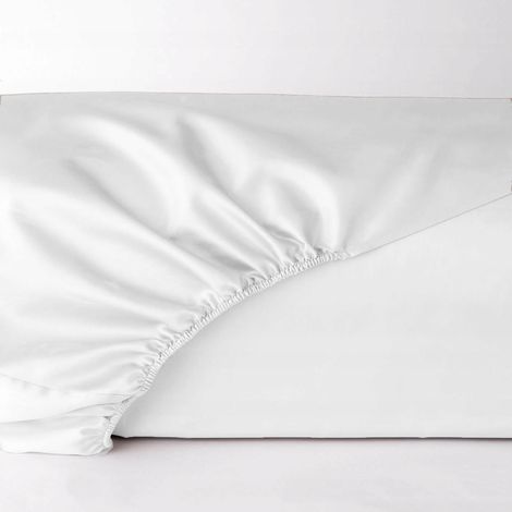 Drap-housse en satin blanc 200x200 MARO HOME (1/5)