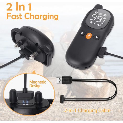 Collier anti-aboiement pour chien dressage électrique rechargeable 2600 pieds avec télécommande pour chiens de petite, moyenne et grande taille, étanche IP67, bip de vibration (0-99), modes de choc sû (1/5)