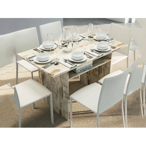 Dmora - Mesa extensible Dgalles, Mesa de comedor con apertura de libro, Consola multiusos extensible, 100% Made in Italy, 120x70h75 cm, Vintage