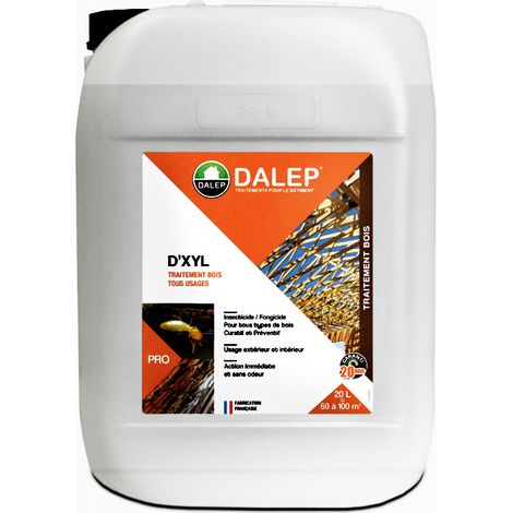 Dalep – Traitement de bois D'XYL 20L – Insecticide et fongicide pour charpentes – Protection préventive et curative – Sans odeur