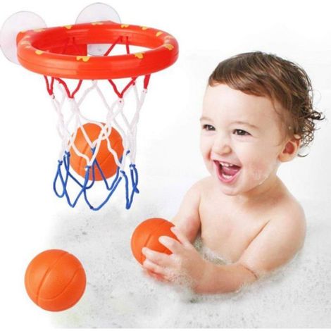 Lot de 2 paniers de basket amusants ventouses ultra-résistantes, jeu de tir au panier pour la baignoire,avec 6 ballons pour enfants (1/4)