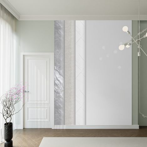 HEXIM Marmorplatten Optik 1-10 Stück 280x122cm Matt & Glänzend SPC Granit Fliesen Steine Paneele Wand: 3 Paneele, HMP01 - Weiß Glänzend (1/5)