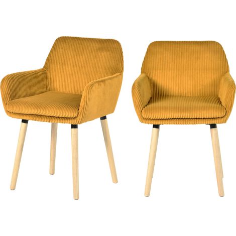 Lot de 2 chaises de salle à manger velours côtelé scandinave, ELIA (1/5)