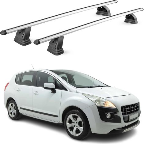 OMAC Barres de toit transversales en aluminium pour Peugeot 3008 I 2009-2016 – TÜV / DIN 75302:2019 – Antivol inclus – Charge max 75 kg – 2 barres – Gris (1/4)