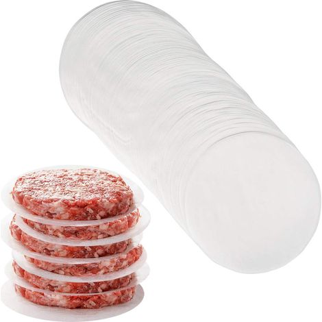 Papier à hamburger rond de 12 cm, lot de 200, papier antiadhésif pour presse-hamburger, séparation des steaks hachés et cuisson des biscuits (1/5)