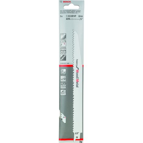 Bosch PRO Multi Material Demolition S1110VF Säbelsägeblatt, 1,6 x 22 x 225 mm, 5 Stück
