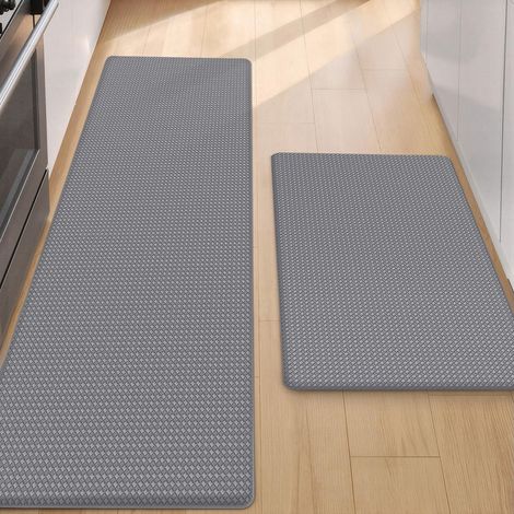 Lot de 2 Tapis Cuisine Devant Evier, 44x75+44x150cm, Gris (1/5)