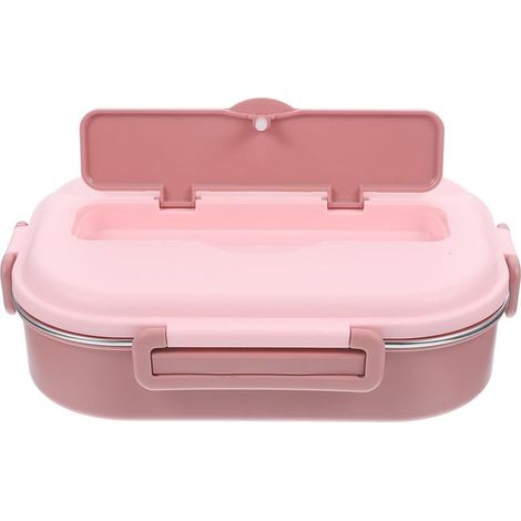 Boîte à bento rose 1300 ml en acier inoxydable 4 compartiments (1/5)