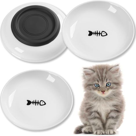 Gamelles pour chats, gamelles en céramique respectueuses des moustaches avec fond antidérapant en silicone, lot de 3 gamelles silencieuses pour nourrir les chats d'intérieur, les chatons et les petits (1/5)