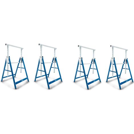 Scheppach Set de 4 tréteaux d’atelier TUG200 – Charge max 4 x 200 kg – Réglable en hauteur sur 7 niveaux – Tréteau réglable et pliable – Lot de 4 tréteaux pliables