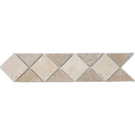 Listel mural decorativo - ALBEDO PIEDRA - Travertino natural - 6,7 x 31,5 cm - Multicolor - Interior/Exterior