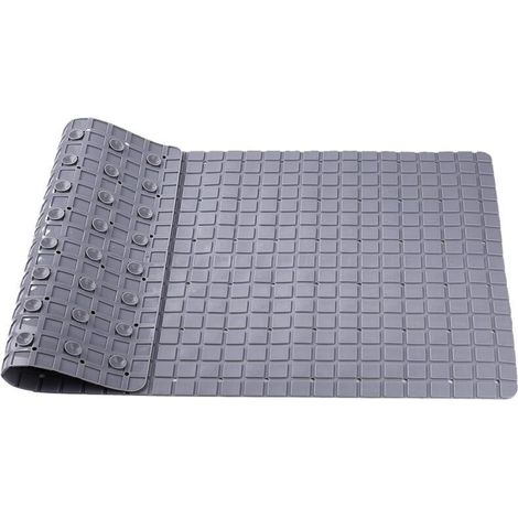 Tapis de douche antidérapant, tapis de bain avec trou de drainage à ventouse, adapté au bain et à la douche, tapis résistant à la moisissure, longueur 70x40 cm, gris (1/4)