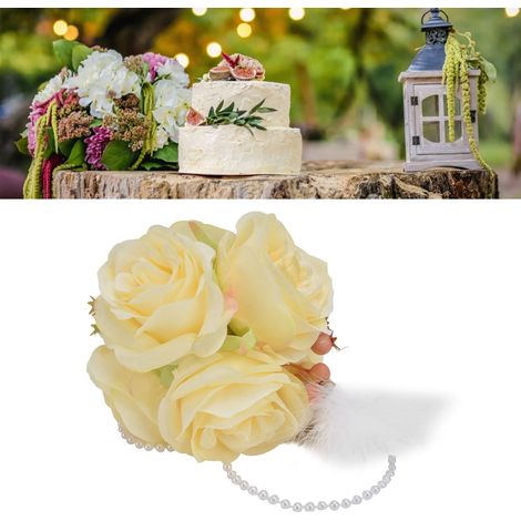 Boule de roses artificielles jaunes avec grelots et plumes, accessoire de photographie innovant (1/5)