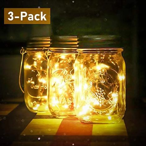 Luces solares exteriores  Cadena de luces de vidrio solar impermeable, 10 luces colgantes de vidrio LED decorativas para Navidad y boda (blanco cálido) (1/4)
