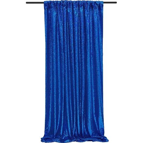 Toile de fond, Tissu en maille à sequins, Design sans couture, bleu royal, 60cmx2400cm (1/2)