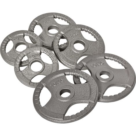 Juego de discos de pesas, construcción de acero, compatible con sistemas de barras estándar, color verde militar. (1/2)