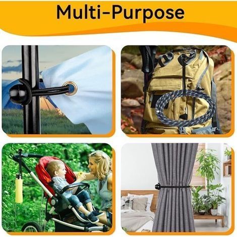 Packung mit 20 elastischen Bungee-Seilen, 150 mm flexible Bungee-Seile, Kugel-Bungee-Seile, strapazierfähige Gummiseile, für Banner, Planen, Camping, Zelte (schwarz) (1/3)