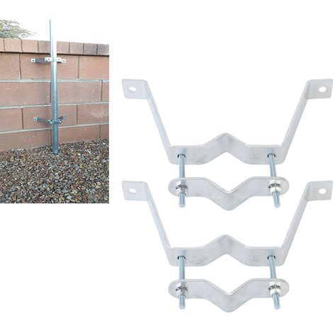 Soporte para antena de TV – Soporte de pared robusto, abrazadera ajustable para mástiles de TV, tuberías y chimeneas – 2 piezas, galvanizado, 224 x 90 mm (1/5)