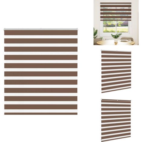 Store zèbre marron 130x100cm largeur du tissu 125,9cm polyester - Store Zébré - Stores Zébrés - Store À Enrouleur Zébré - Double Store À Enrouleur (1/5)