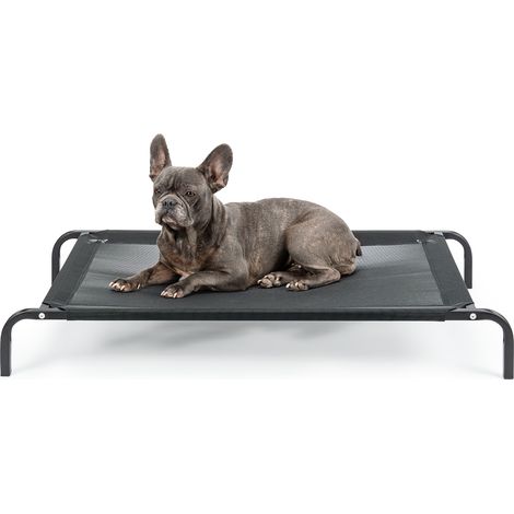 lionto Hundeliege, bequemes Outdoor Hundebett mit Netzgewebe, erhöht, luftig & wetterfest, 106x62 cm, schwarz