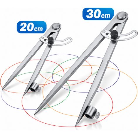 Compas de mesure 20 cm / 30 cm en acier inoxydable – Aile verrouillable pour marquage précis – Pour métal, bois et cuir