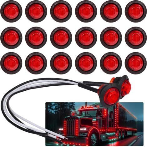 Feux de gabarit latéraux à LED 3/4 pouces, 20 pièces rouges, pour remorque, camion, camping-car, voiture, bus, fourgonnette (lot de 20) (1/4)