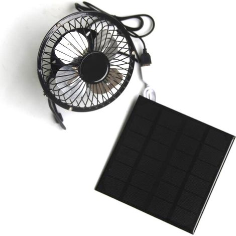 Ventilateur Solaire - 3 W 6 V - Pour Serre Camping Caravane Bateau Poulailler - Panneau Solaire 145 x 145 mm - 1 Unité (1/5)