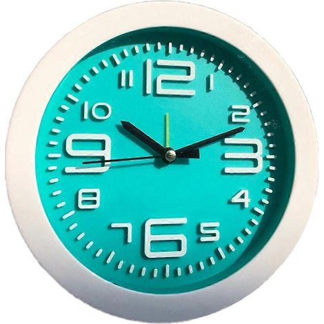 Réveil mignon pour chambre, horloge de chevet ronde, horloge de bureau, bleue (1/4)