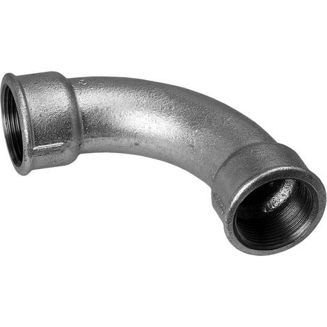 Hermann Schmidt Temperguss Bogen 3/4", 90Grad Innengewinde, lang, verzinkt (1/5)