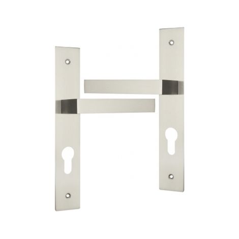 Ouvre&Déco – Lot de 2 poignées de porte NATHAN – Aluminium nickel mat – Entraxe 195 mm – Pour portes d'entrée ou de bureau (1/2)