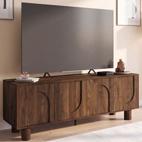 Mueble TV ARCHIE 4 puertas efecto nogal 140 cm (1/5)