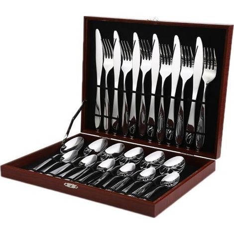 Ménagère 24 pièces - MENAGERE - Acier inoxydable - Compatible lave-vaisselle - Design moderne (1/4)