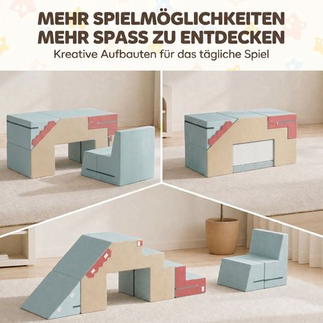 2 pièces de blocs en mousse pour tout-petits avec housses amovibles, set de jeu d'escalade et de rampement intérieur, bleu (1/5)