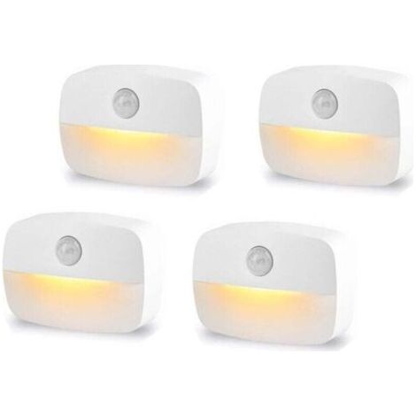 BUNTHAUS PA Un ensemble de 4 veilleuses LED à piles avec capteur automatique, adaptées aux salles de bains, couloirs, placards, cuisines et chambres. (1/4)