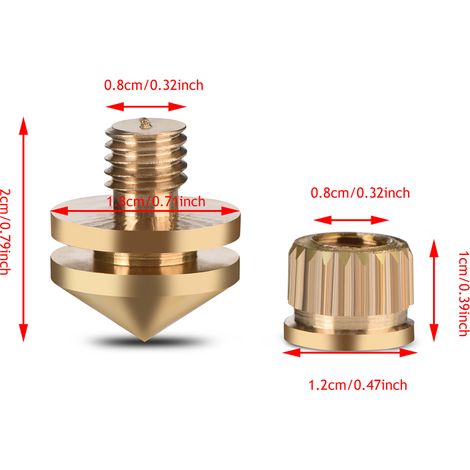 4 Pieds Anti-Vibration Isolation pour Enceintes, Pointes en Cuivre Haute Qualité (1/5)