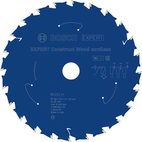 Bosch Construct Wood Circular Saw Blade 165 x 1.6/1 x 20 mm T24 2608902210 (1/5)